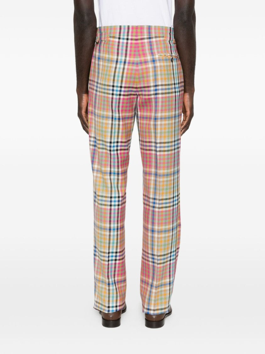 Vivienne Westwood Red Checked Pattern Side Buckle Trousers