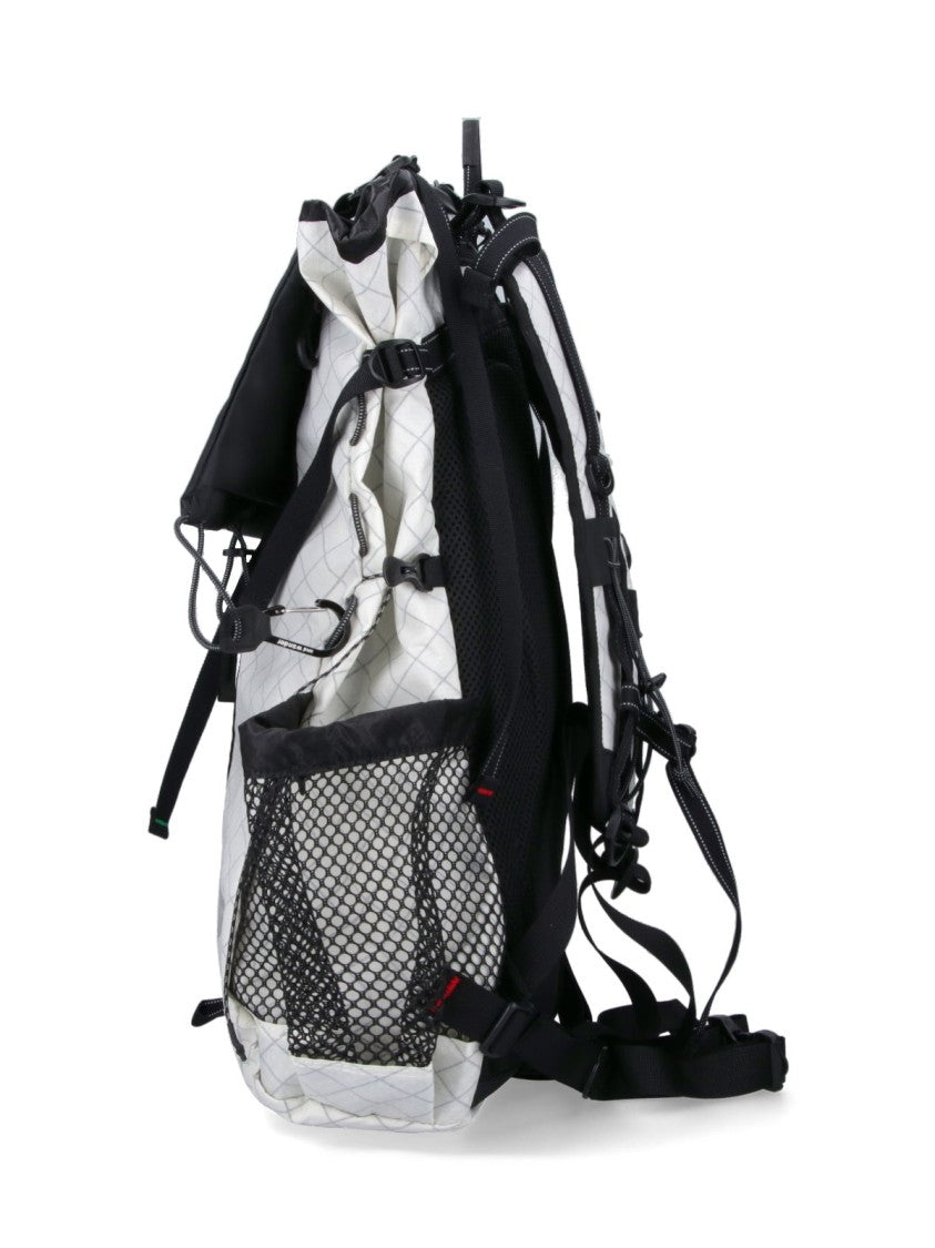 And Wander White Grey Technical Ecopack 30L Grid-Pattern Backpack