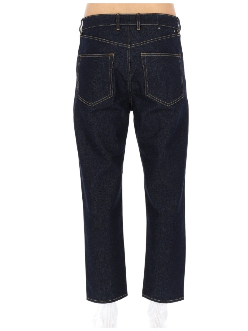 Golden Goose Straight-Leg Dark Indigo Wash Jeans With Contrast Stitching