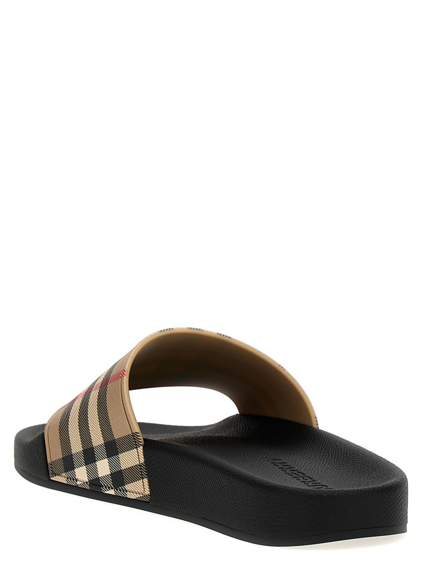 Burberry Rubber Slides With Iconic Check Design And Textured Sole