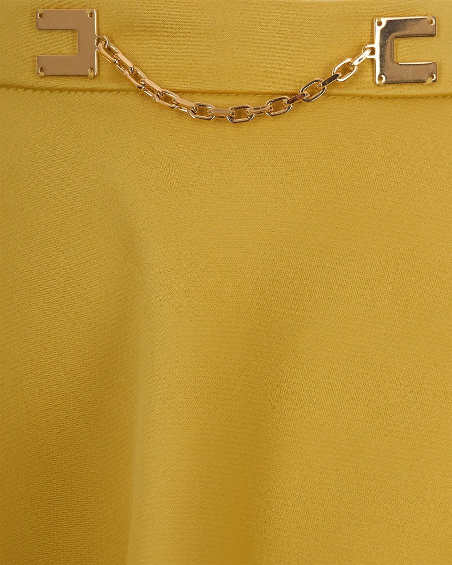Elisabetta Franchi Duchesse Midi Skirt With Gold-Tone Chain Detail