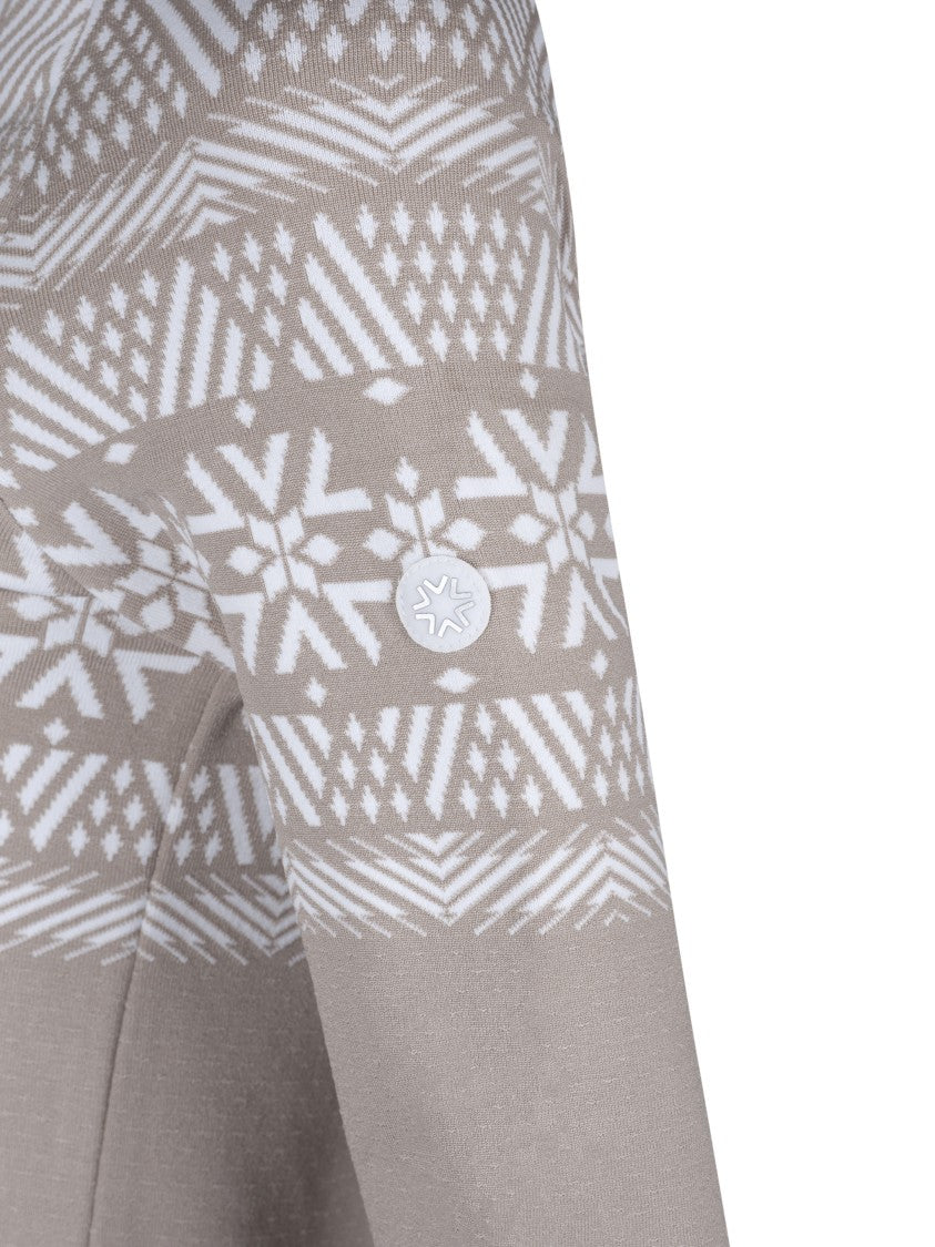 Newland Long-Sleeve High-Collar Top With Geometric Yoke