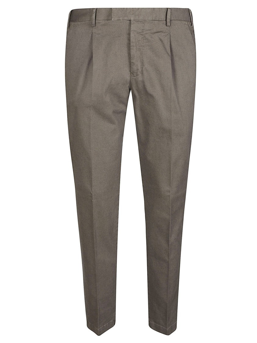 Pt Torino Master Tailored Brown Stretch-Cotton Pants