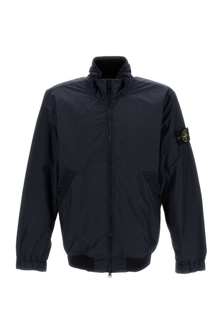 Stone Island Crinkled-Texture Bomber Jacket In Weather-Resistant Recycled Nylon