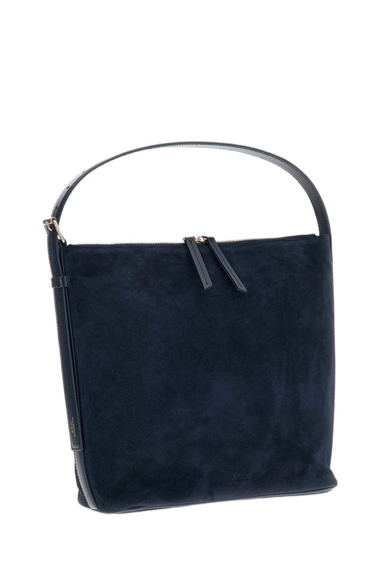 A.P.C. Blue Grained Leather Vera Shoulder Bag