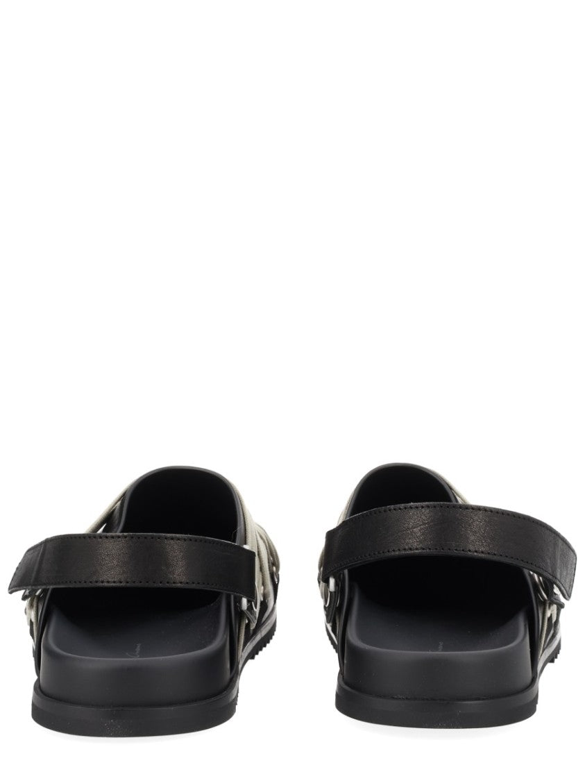 Rick Owens Megalace Leather Slingback Mules