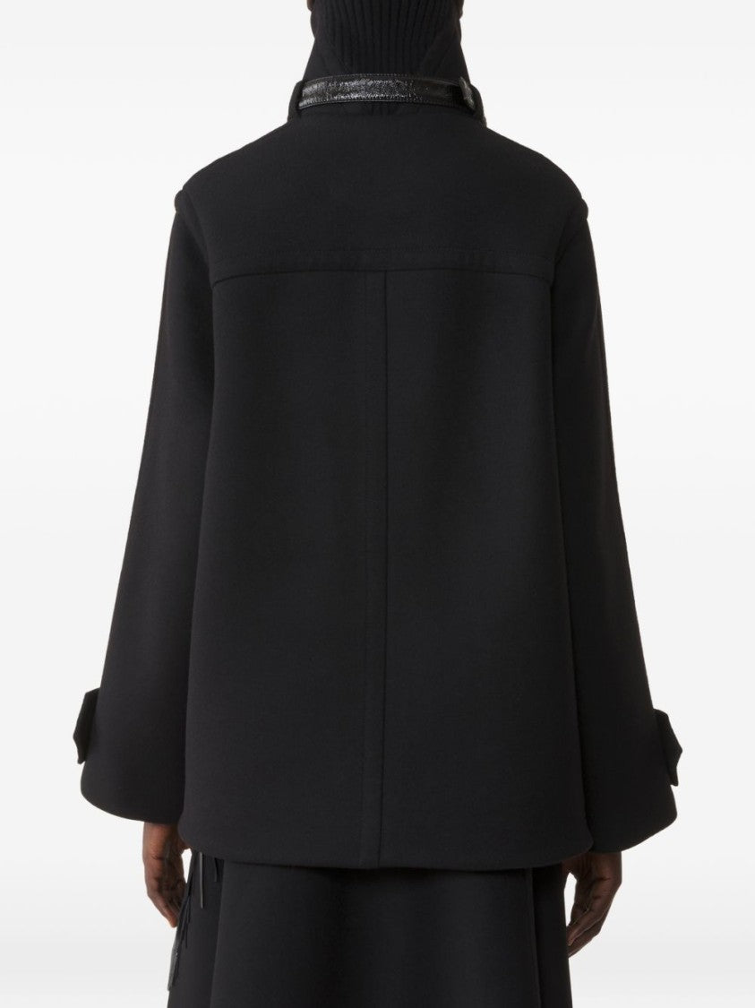 Lanvin Structured Short Coat With Ribbed Collar And Buckle Detail