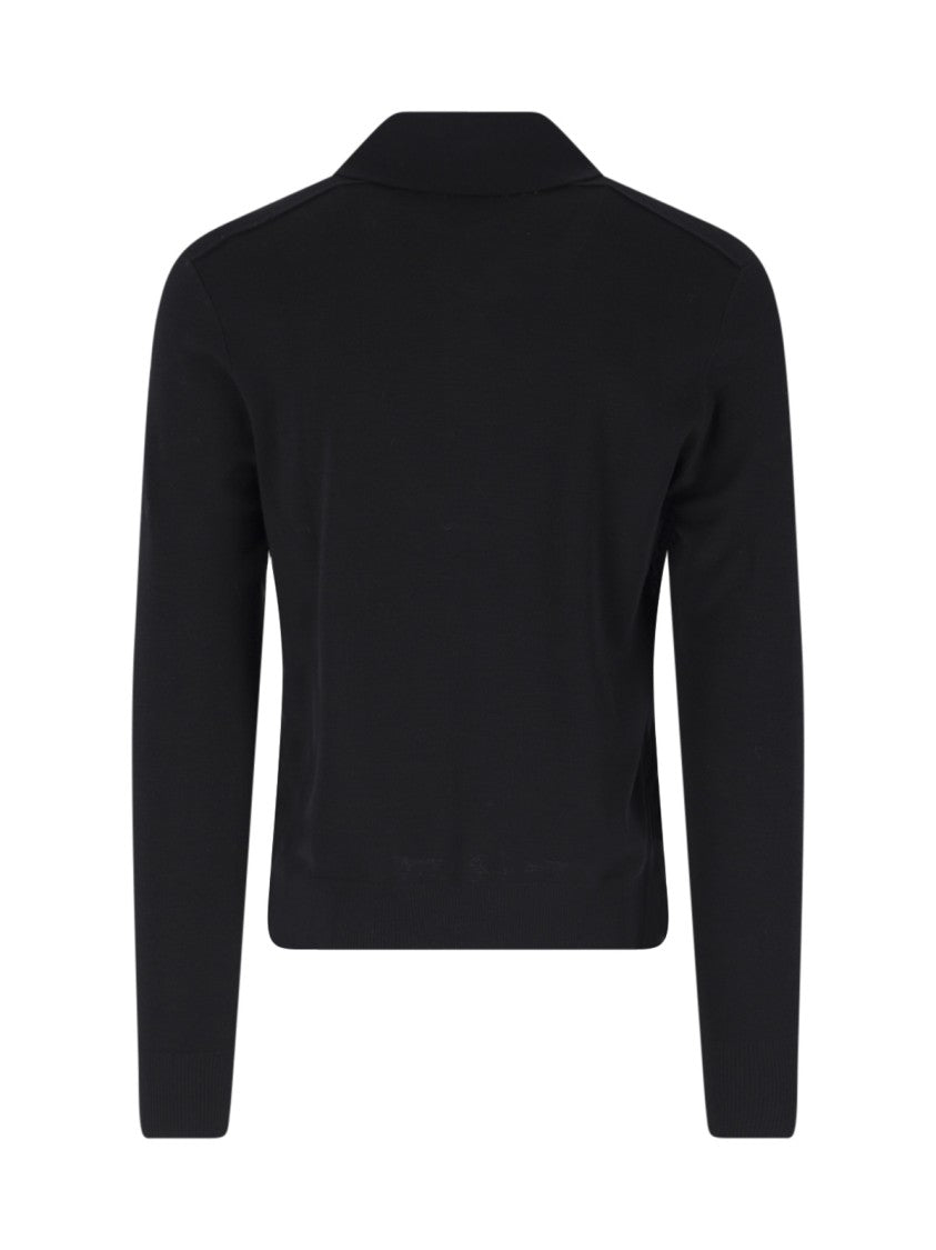 Burberry Black Wool Cardigan With Classic Check Detail