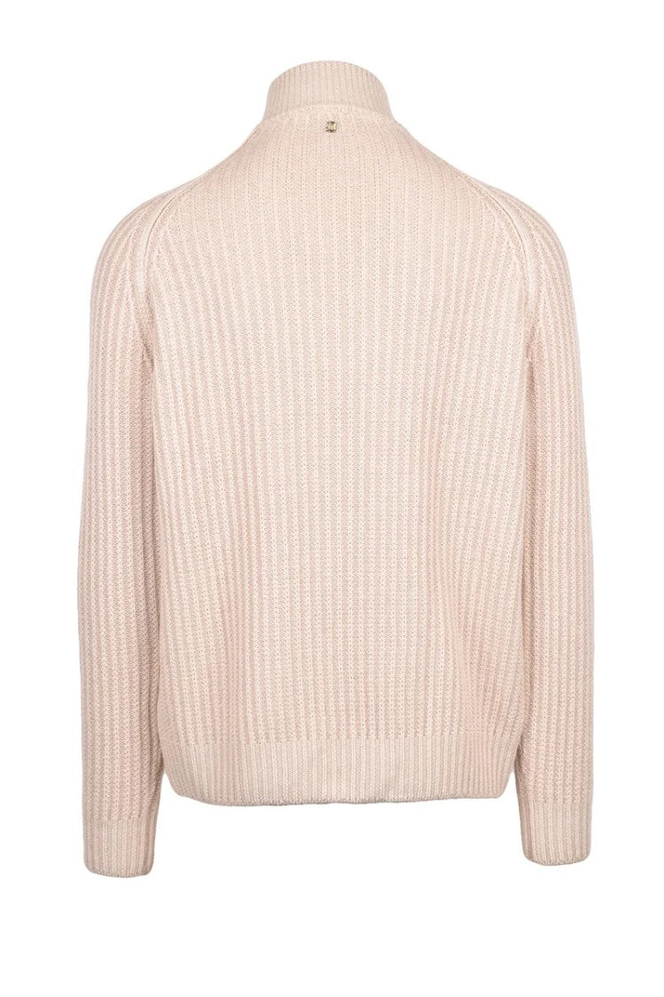 Dondup Wool Zip Mock Neck Sweater - Beige