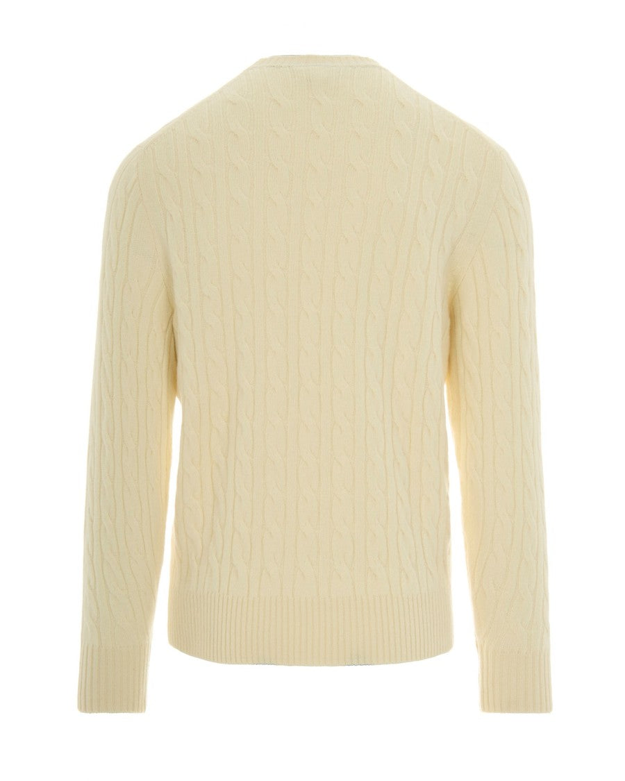 Lacoste Cream Wool Cable-Knit Sweater