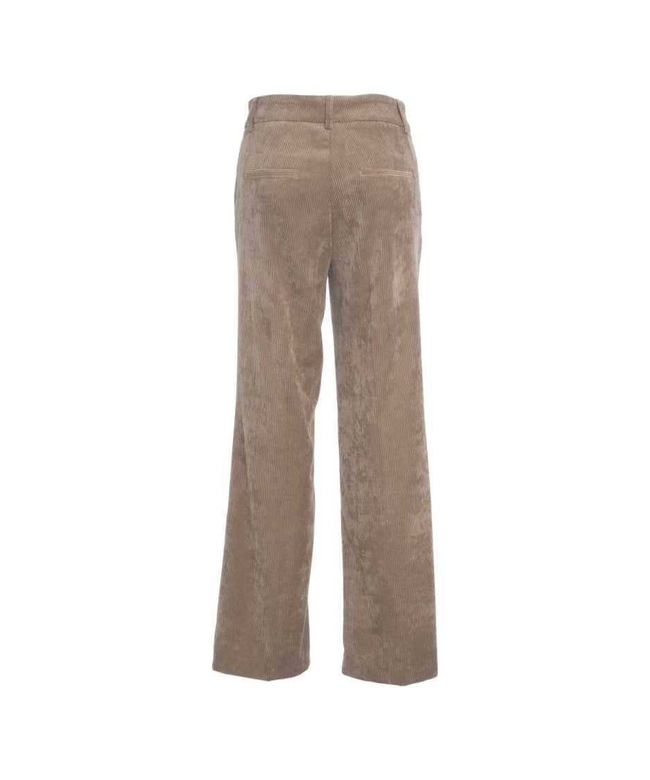 Cambio Wide Leg Trousers In Soft Corduroy With Hidden Zip Closure