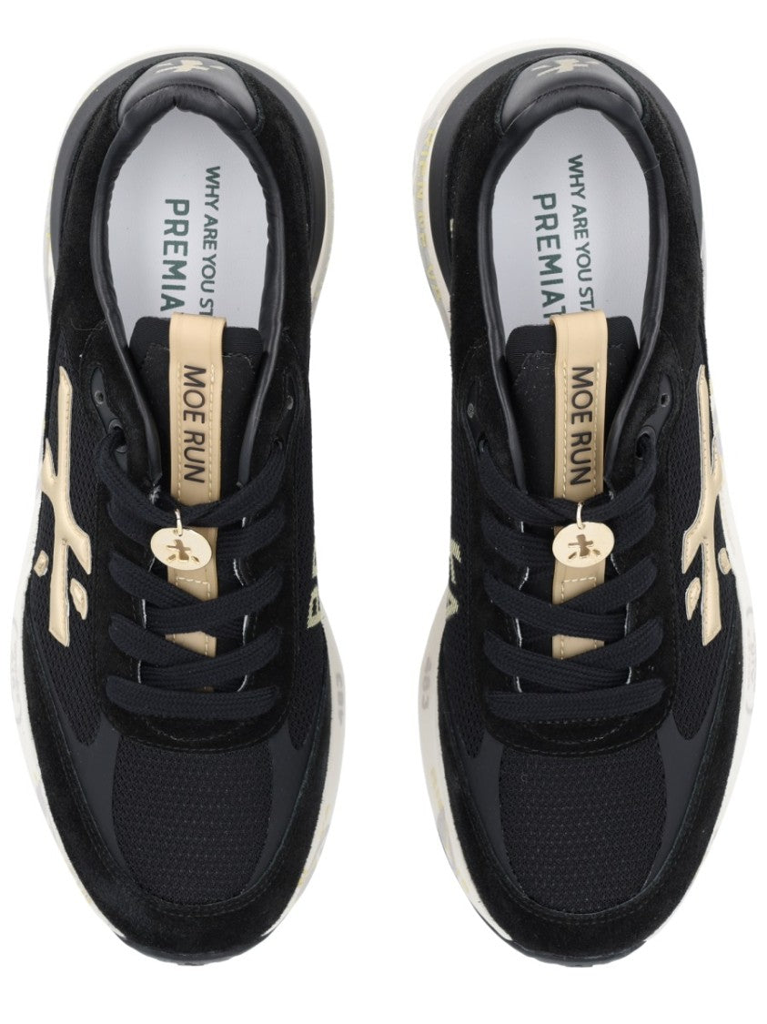 Premiata Black Mesh And Suede Sneakers