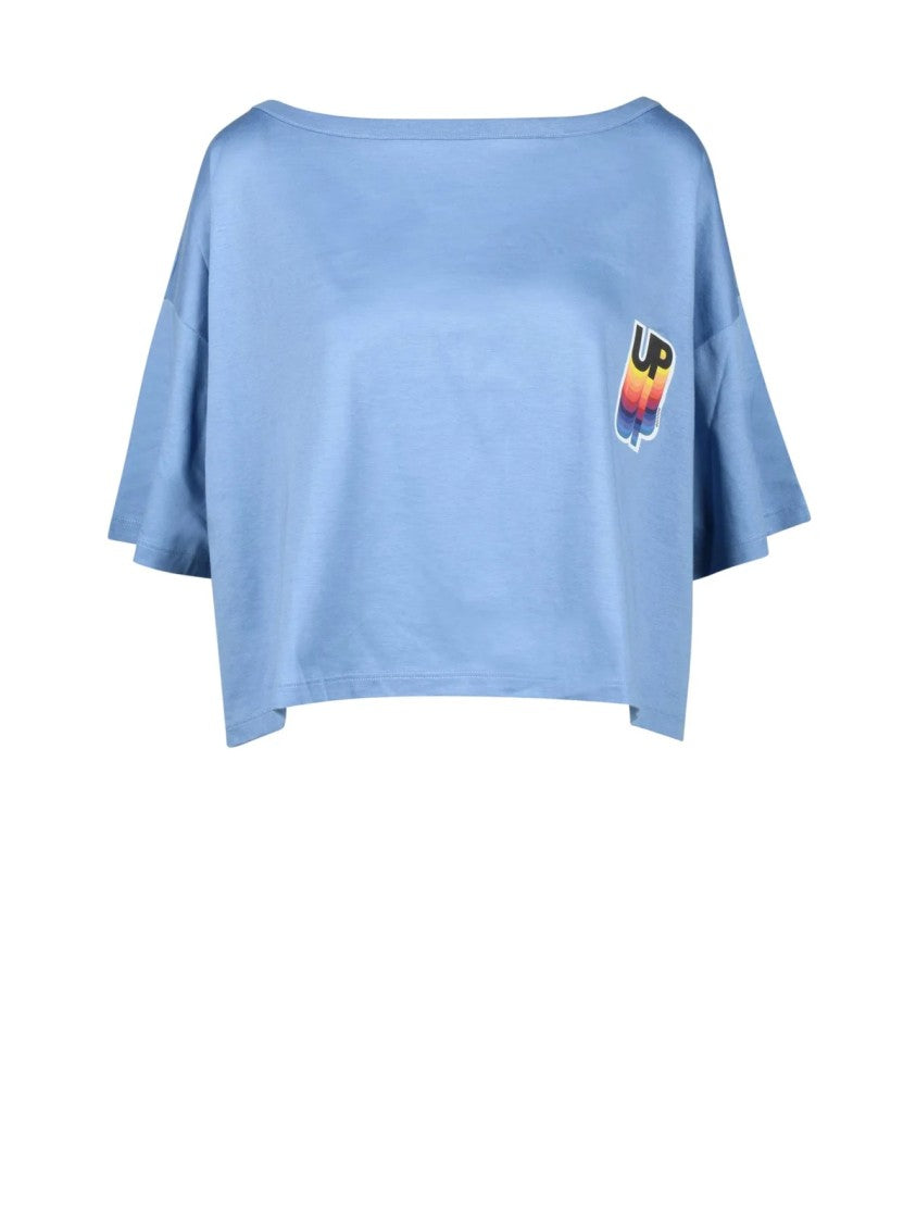 Douuod Light Blue Cotton Printed T-Shirt