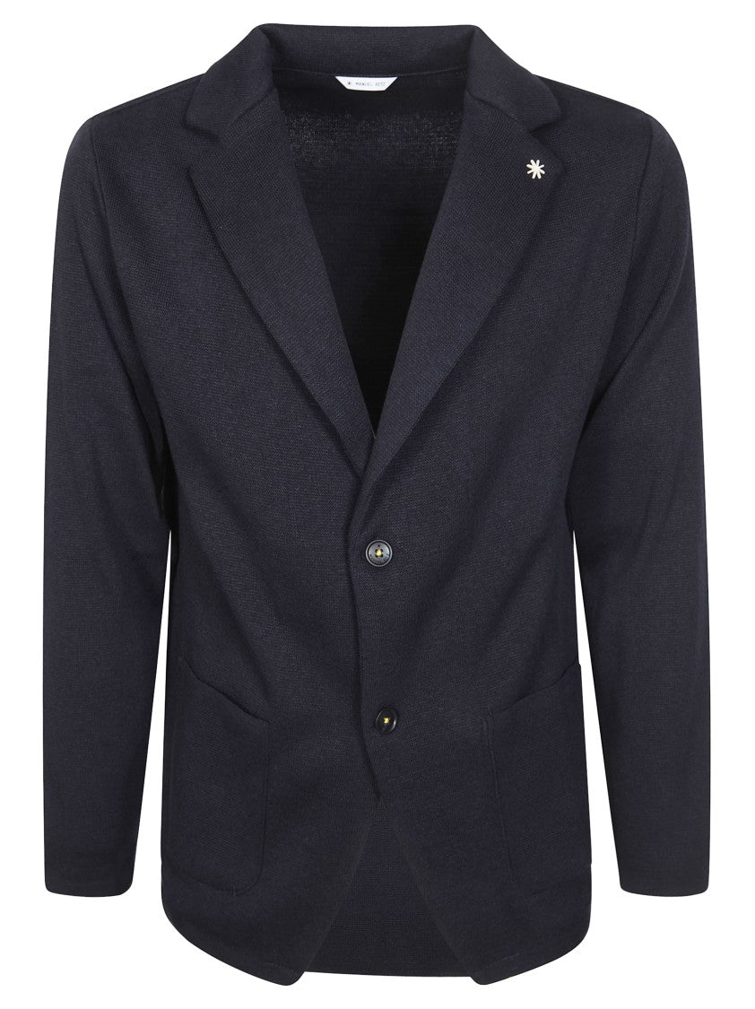 Manuel Ritz Textured Knit Star Pin Blazer