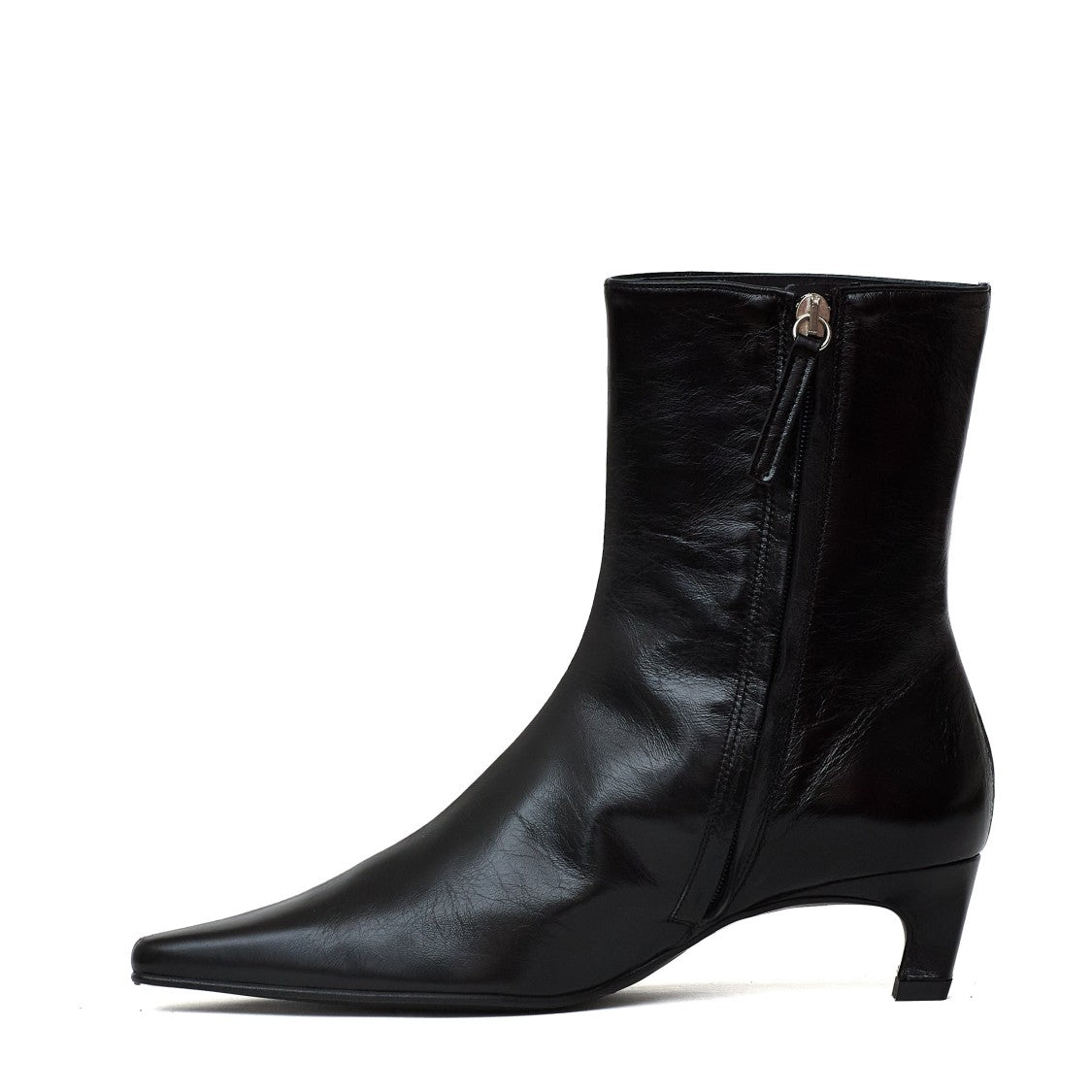 Alohas Ambar Rift Crinkled Black Leather Ankle Boots