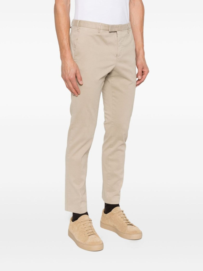 Pt Torino Tailored Beige Trousers With Slash Pockets