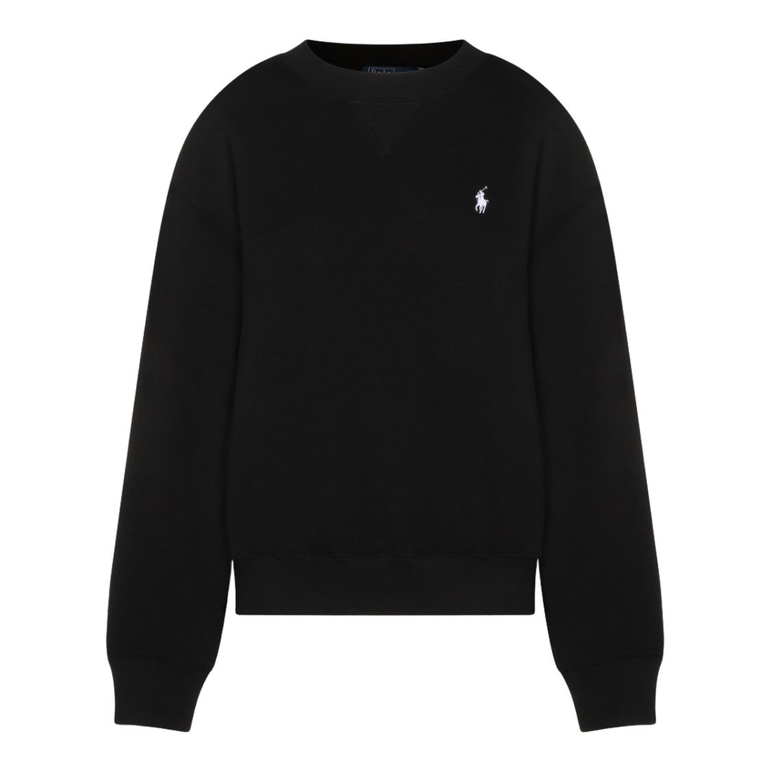 Polo Ralph Lauren Black Crew Neck Sweater With Ribbed Cuffs