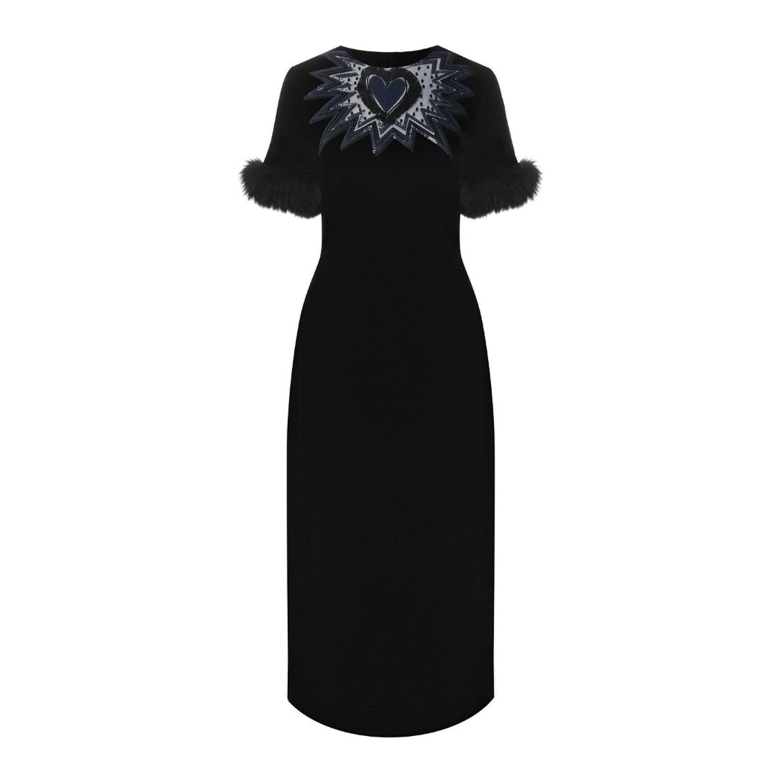 Fendi Fur Trim Velvet Midi Dress