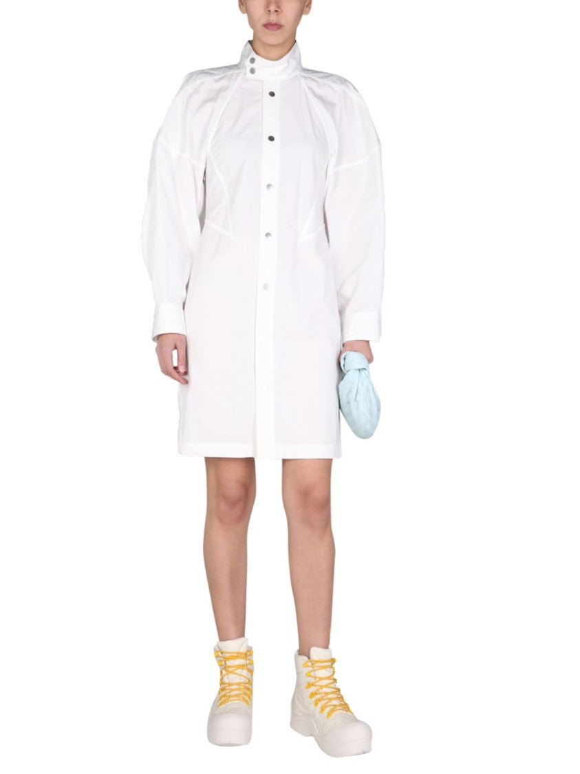 Bottega Veneta High Neck Midi Dress With Button Detailing