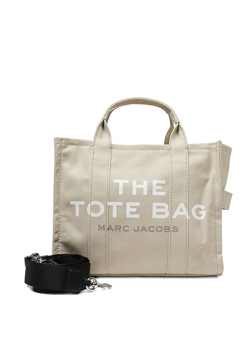 Marc Jacobs Structured Beige Tote Bag With Dual Handles And Bold Branding
