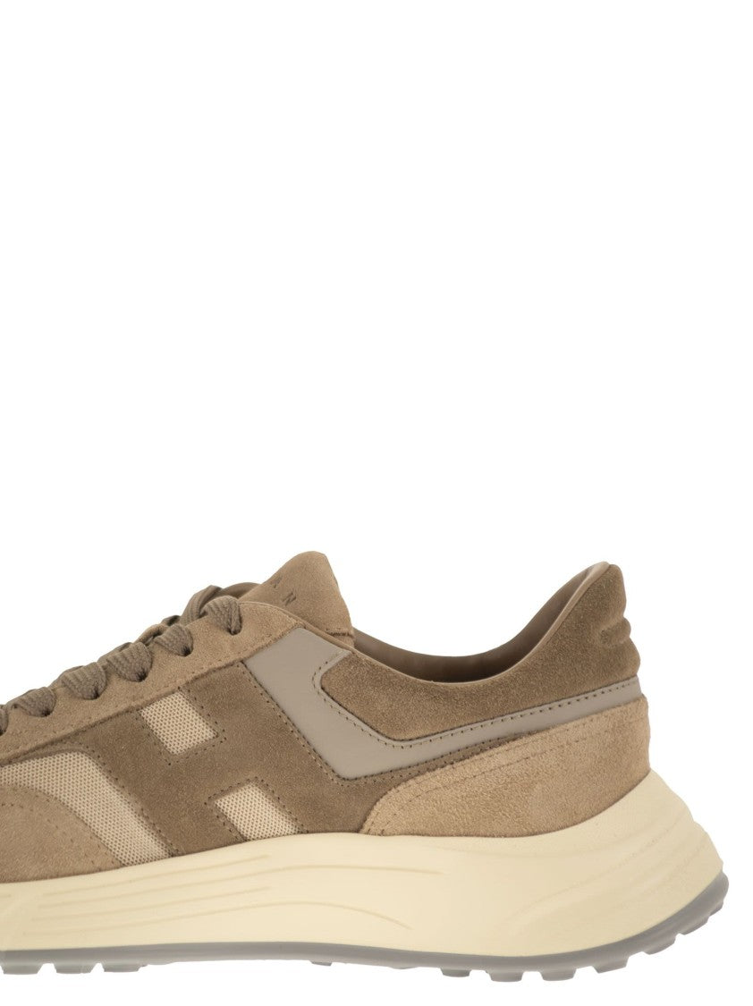 Hogan Fluid Suede And Fabric Sneakers