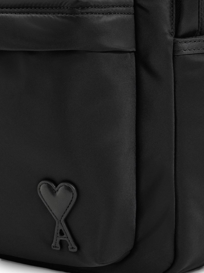 Ami Paris Smooth Silk And Nylon Rounded Backpack