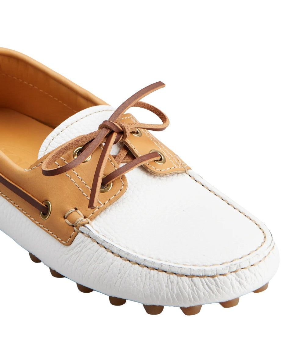 Tod's Gommino Bubble White Leather Loafers With Rubber Sole