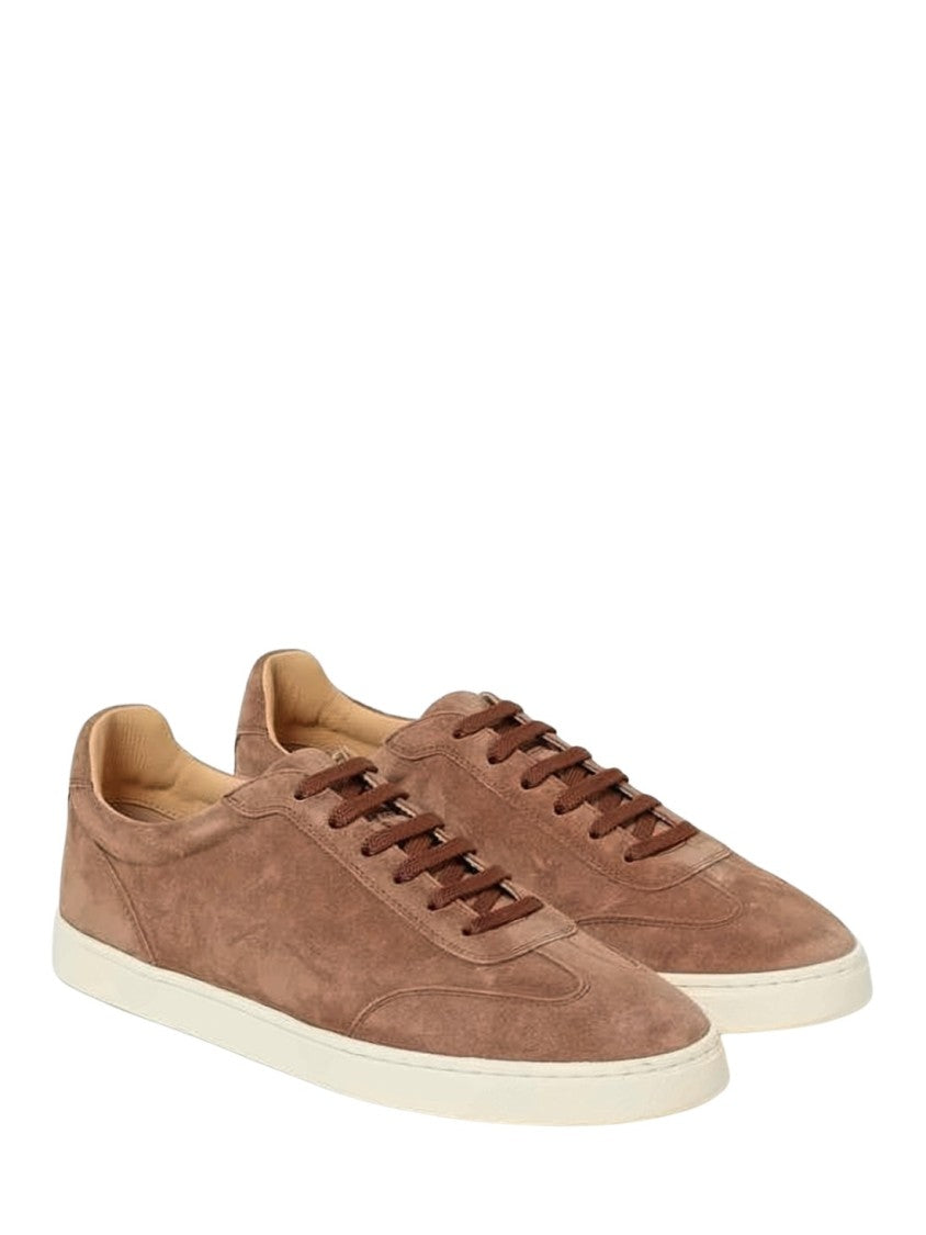 Brunello Cucinelli Soft Suede Low-Top Sneakers With Design