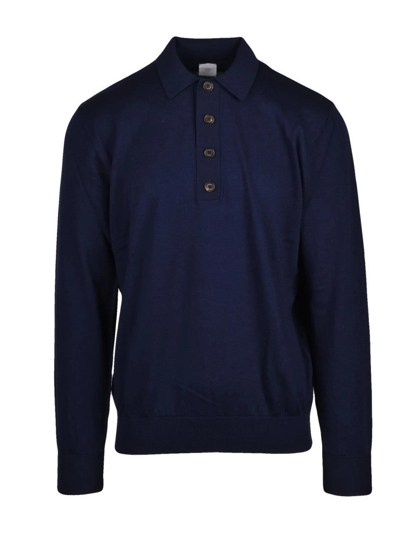 Eleventy Cotton Cashmere Knit Polo With Classic Collar And Four-Button Placket