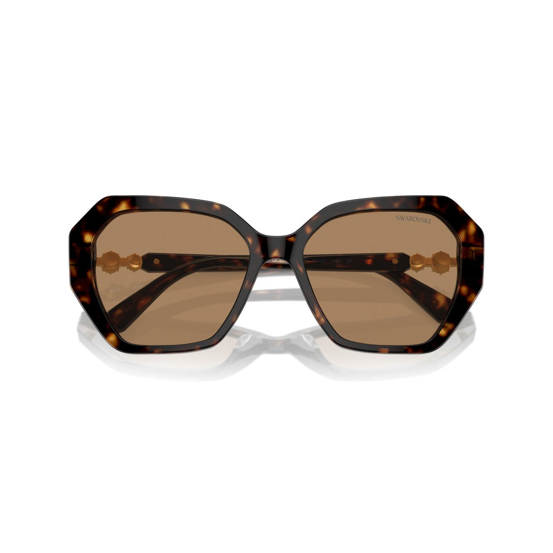 Swarovski 0Sk6017 Oversized Geometric Tortoiseshell Sunglasses With Crystal Accents
