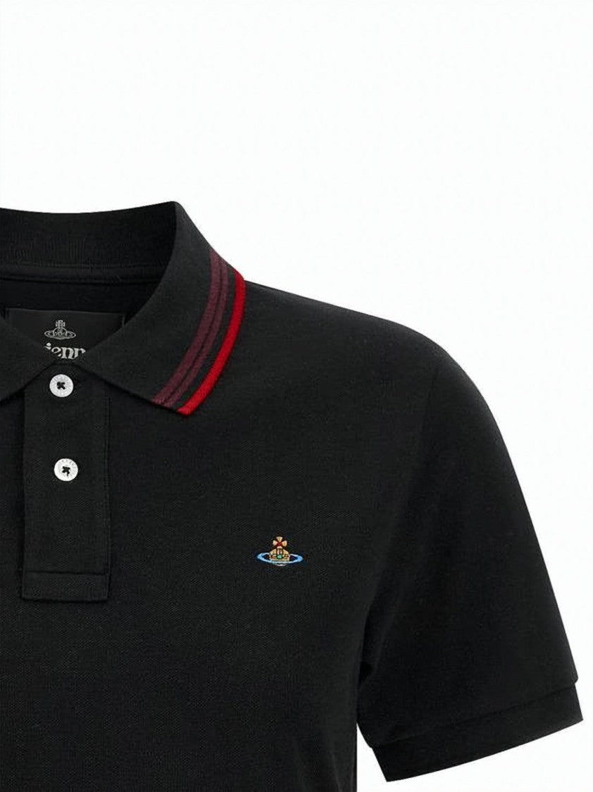 Vivienne Westwood Cropped Polo Shirt With Structured Collar And Red Accents
