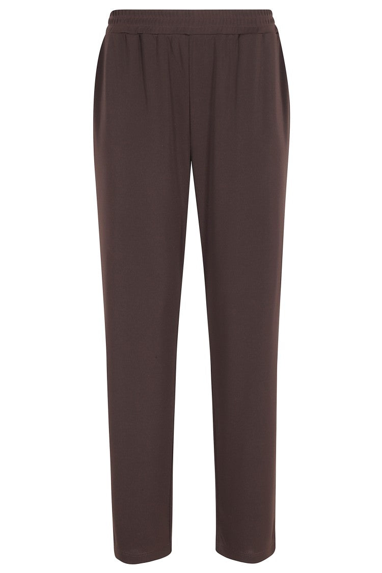Seventy Brown Soft Elastic-Waistband Polyester Straight-Leg Pants
