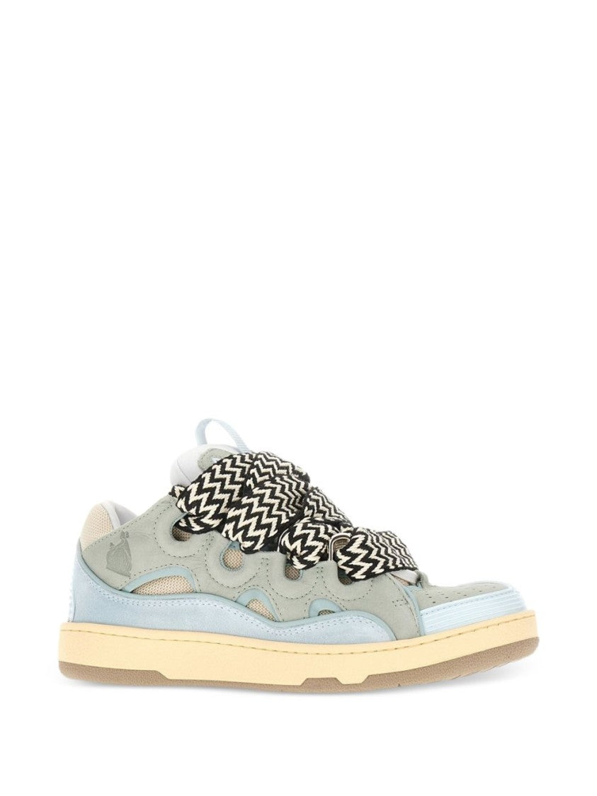 Lanvin Low-Top Sneakers With Mesh Cutouts And Zigzag Laces