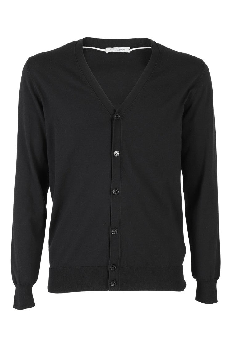 Paolo Pecora Noble Black Cardigan With V-Neckline
