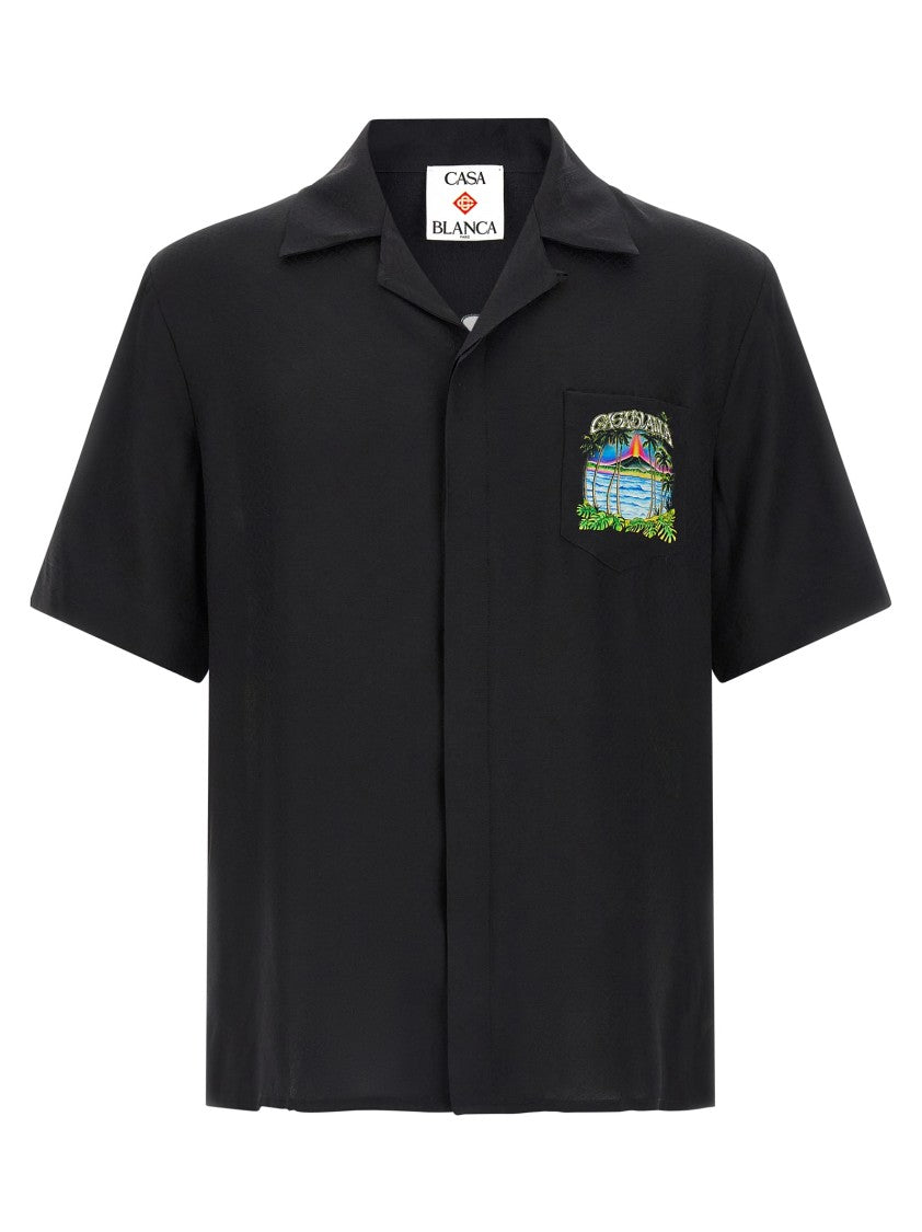 Casablanca 'Volcano' Print Monogram Silk Shirt