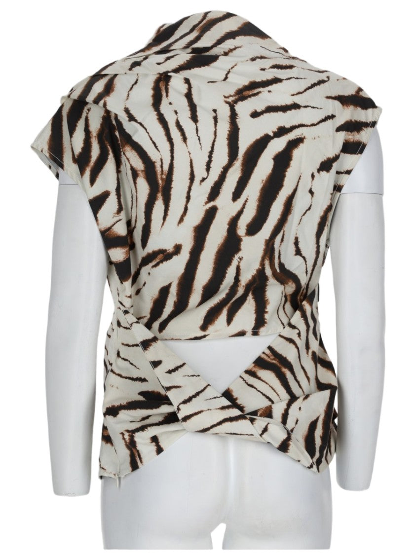 Ganni Animal Print Crisscross Organic Cotton Top