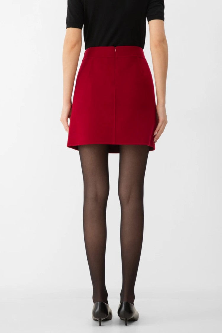 Max Mara Red Virgin Wool A-Line Mini Skirt