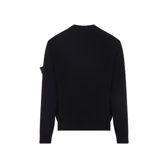 Stone Island Black Sweatshirt With Ribbed Details