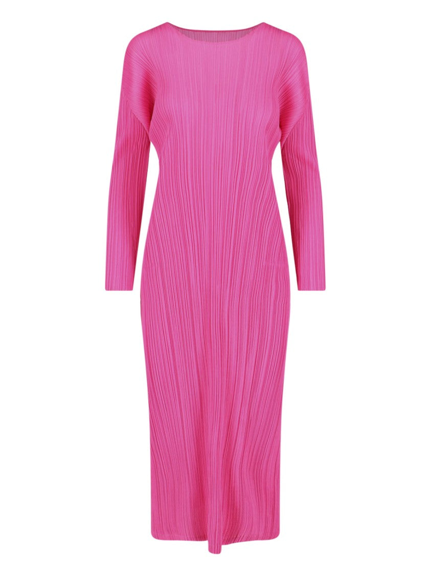 Pleats Please Pink Pleated Midi Dress