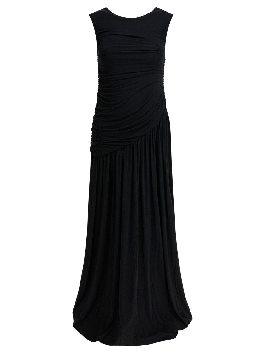 R2w Ruched Asymmetrical Dress With Ballooned Hem