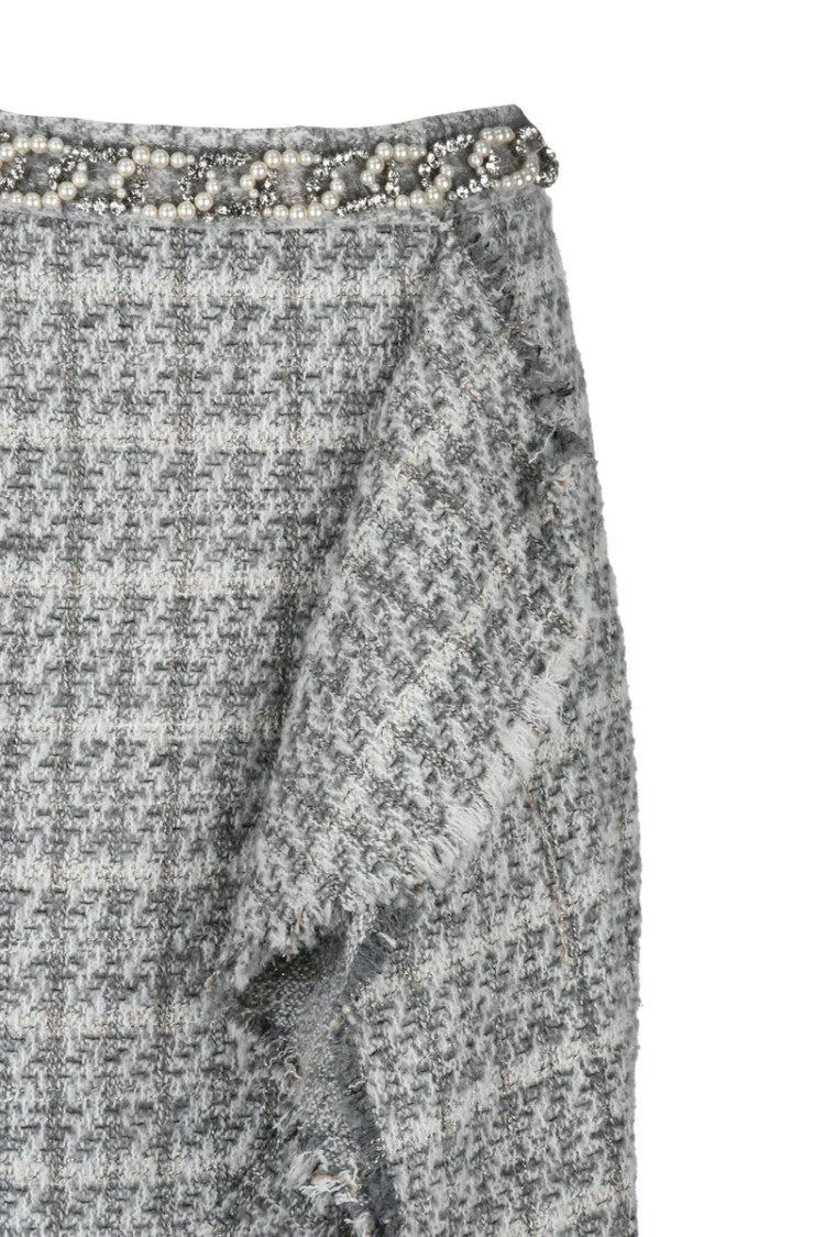 Elisabetta Franchi Long Mermaid Bouclé Skirt - Pearl Grey