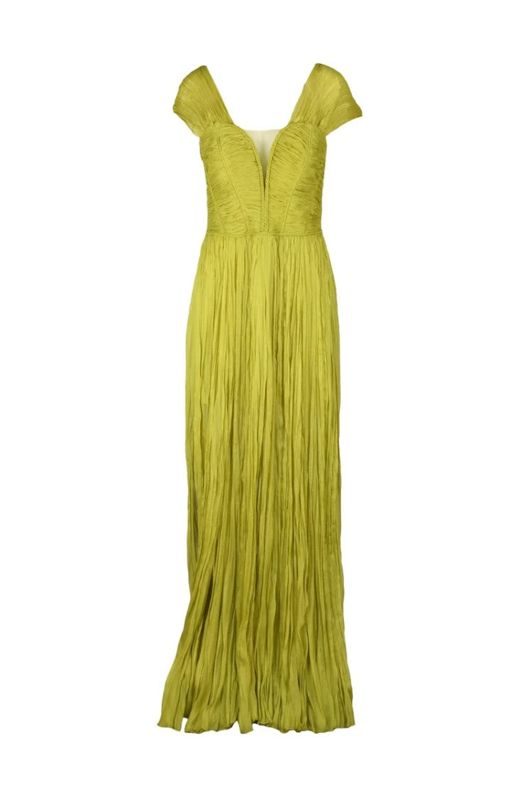4 Meta Pleated Maxi Dress - Acid Green