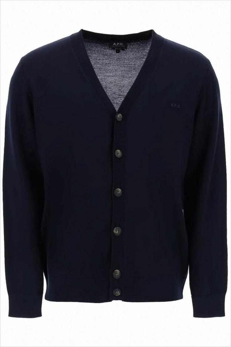 A.P.C. Minimalist V-Neck Cardigan With Button-Down Front