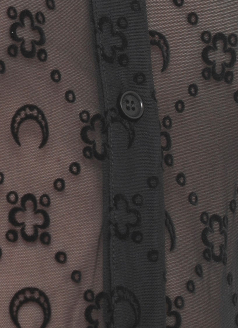 Marine Serre Black Moon Monogram Mesh Shirt