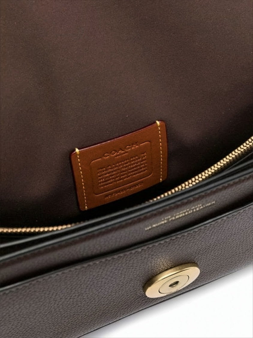 Coach Textured Cowhide Leather Crossbody Bag With Gold-Tone Clasp