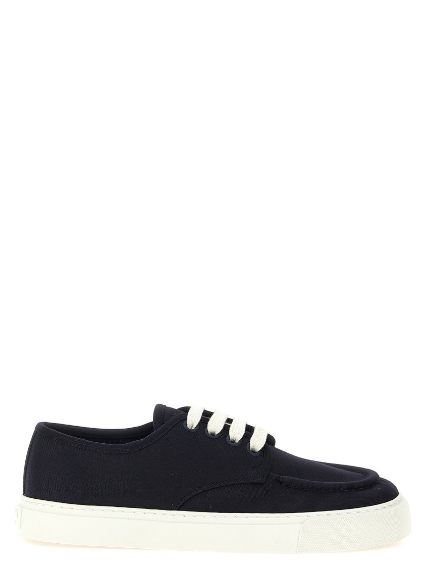 Prada Cotton Upper Sneakers With Lace-Up Design And Rubber Sole
