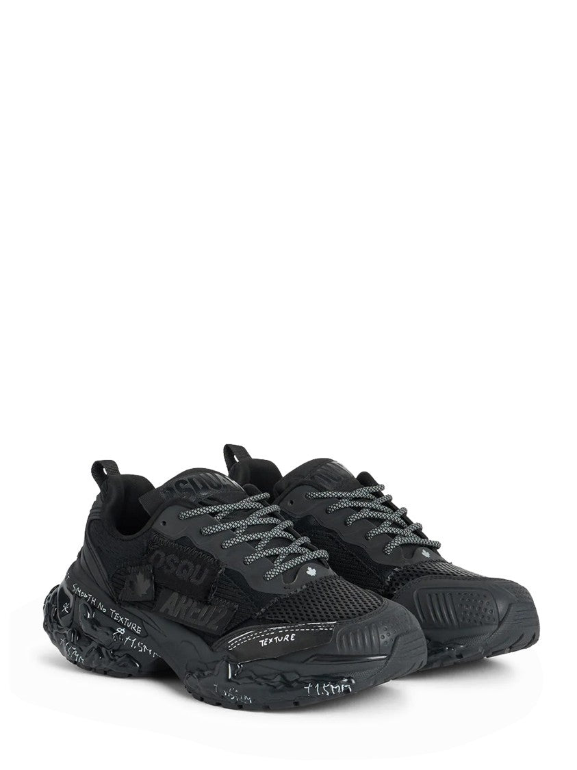 Dsquared2 Textured Mesh Sneakers With Reflective Accents And Artistic Sole
