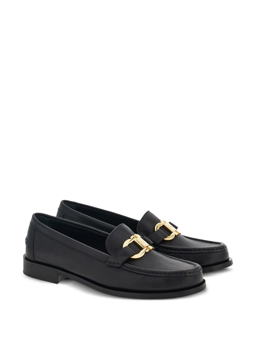 Salvatore Ferragamo Black Maryan 2 Vegetable-Tanned Leather Moccasins
