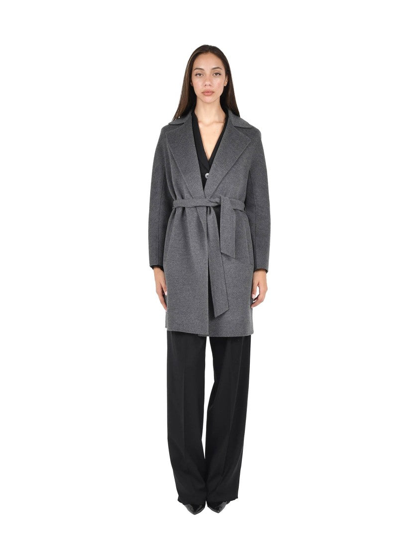 Max Mara Midi Wrap Coat In Virgin Wool