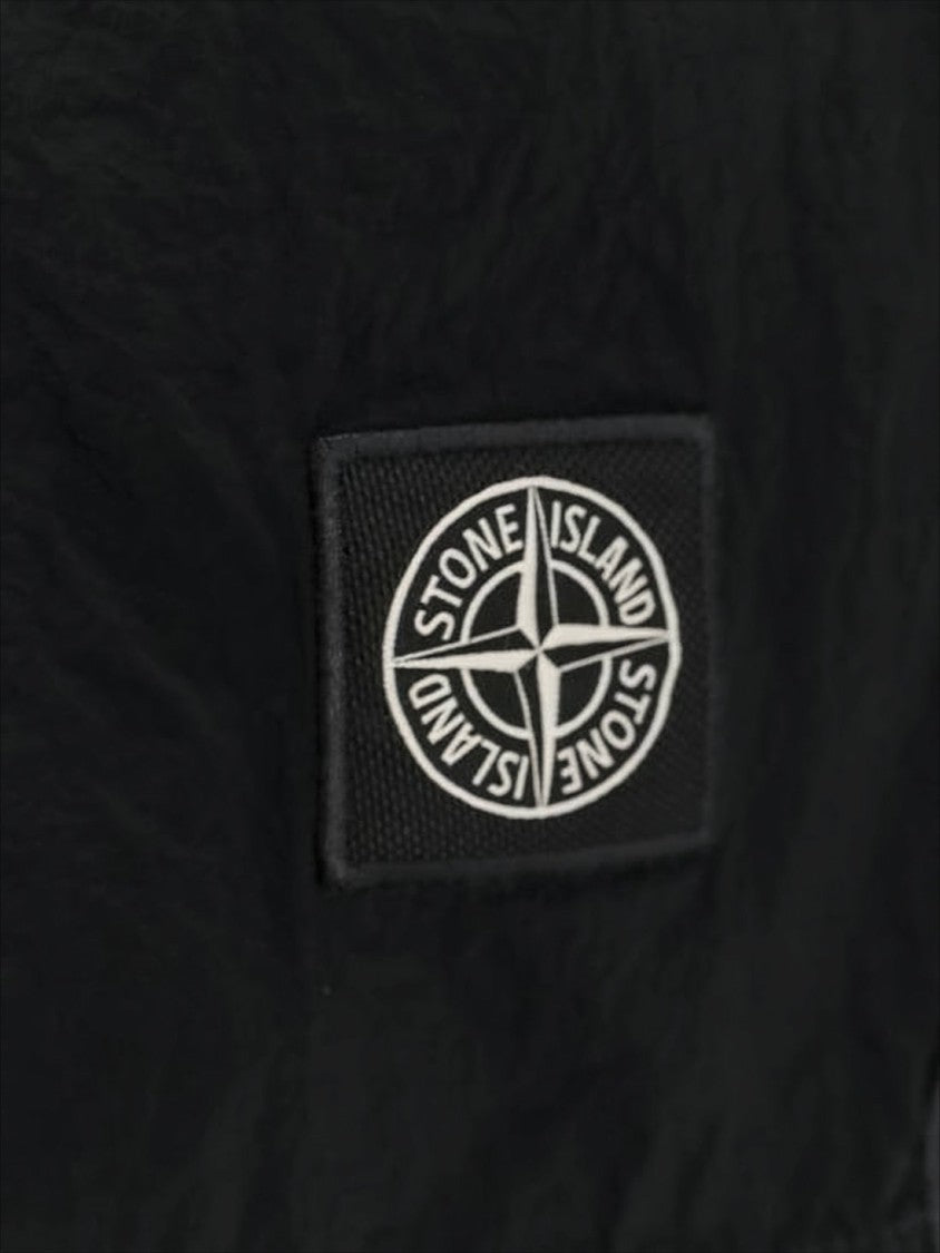 Stone Island Black Beach Shorts With Drawstring Waistband